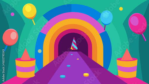 birthday party in 3d candy tunnel