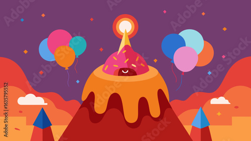 birthday party in candy volcano