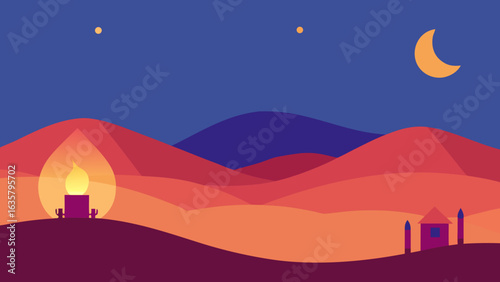 desert dusk birthday caravan lights