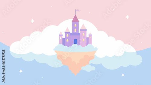 dreamy pastel sky floating birthday castle