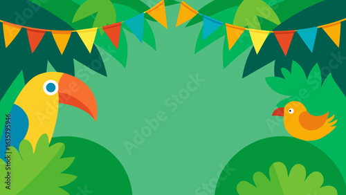jungle canopy colorful toucans birthday
