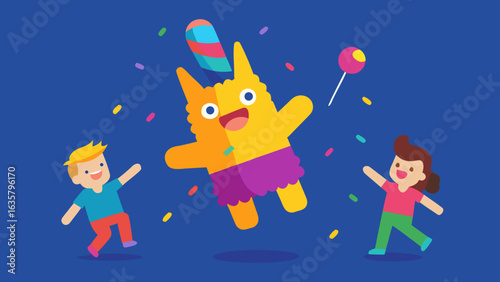 pinata explosion moment flying candies kids