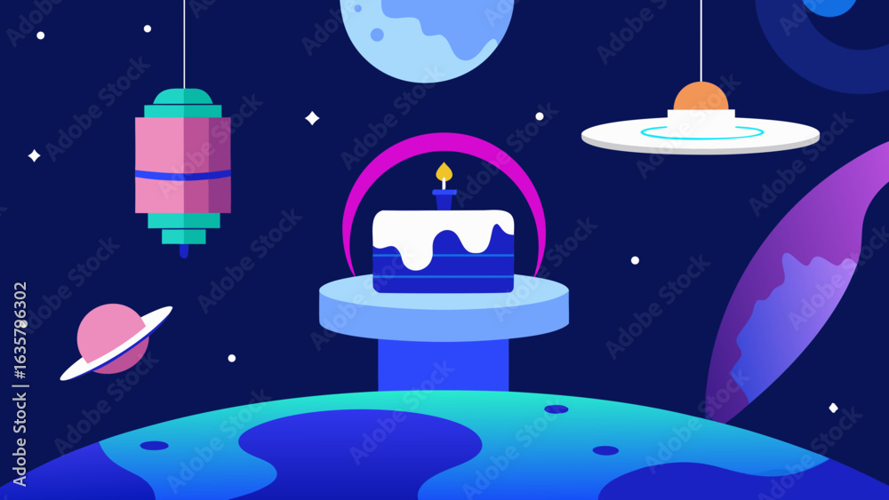 Naklejka premium space station birthday view earth