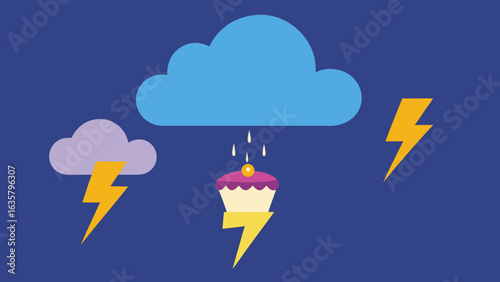 stormy cloud birthday battle lightning cake