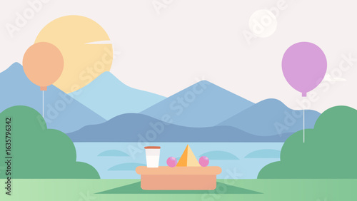 sunrise birthday picnic lakeside mist