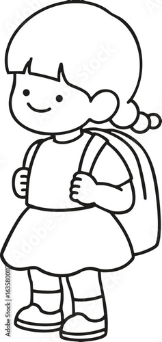 a girl with a school bag