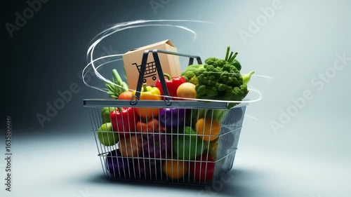 Full shopping basket with fresh produce