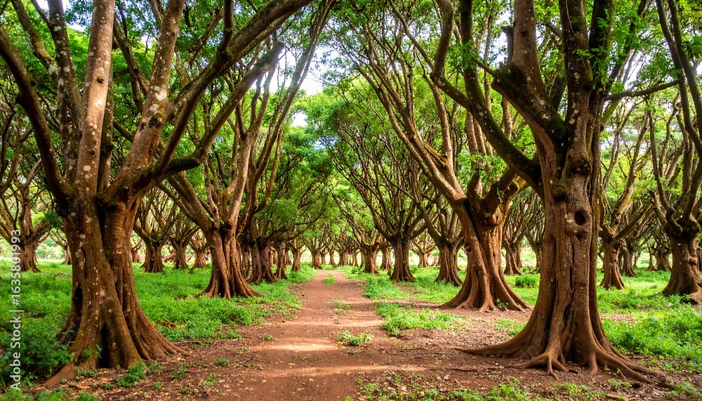 Fototapeta premium Lush, verdant tree-lined path