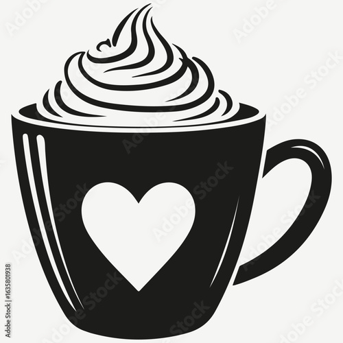coffee cup with heart sketch illustration vector