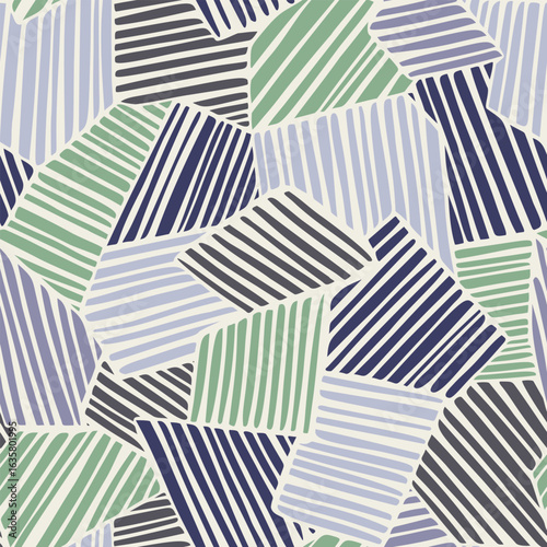 Light seamless geometric stripe pattern with green blue and gray tones for wallpapers and stationery