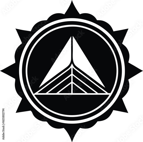World ozone day vector art of abstract geometric compass symbol isolated
