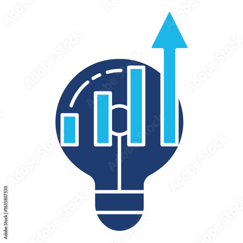 Idea Icon In Blue Monochrome Flat Design, Vector Illustration