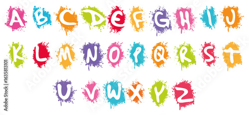 Alphabet in white splash background illustration