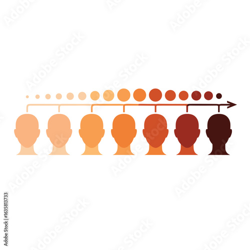 Visual representation of human skin tone spectrum from light to dark tones