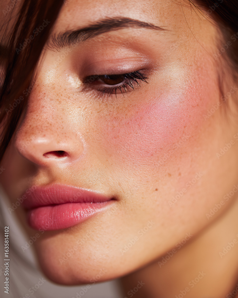 Naklejka premium soft blush tones across cheeks and nose bridge