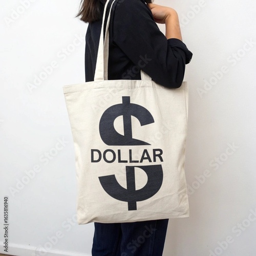 Dollar Sign Fabric Tote Bag	
