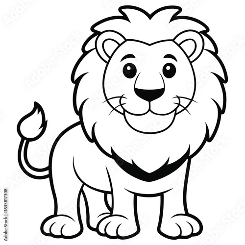 Vector art of cute cartoon lion illustration isolated on white background