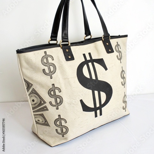 Dollar Sign Fabric Tote Bag	
