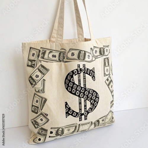 Dollar Sign Fabric Tote Bag	
