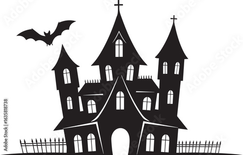  Haunted House Halloween Silhouette