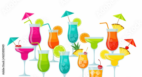 Colorful cocktails illustration design