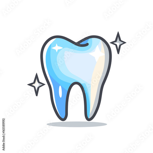 Creative illustration of a shiny tooth with a blue gradient, showcasing dental health