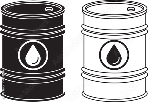 Oil Barrels Side View Vector