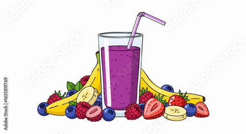 Colorful fruit smoothie illustration