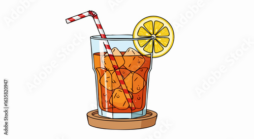 Cartoon iced tea with lemon slice