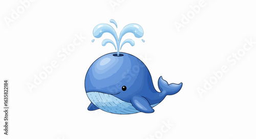 Cute cartoon whale spouting water