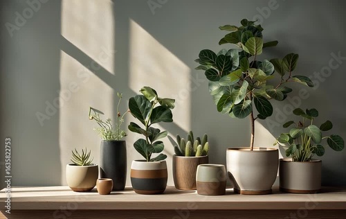 Potted indoor plants in natural light
