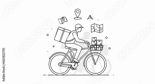 Delivery person on bicycle illustration