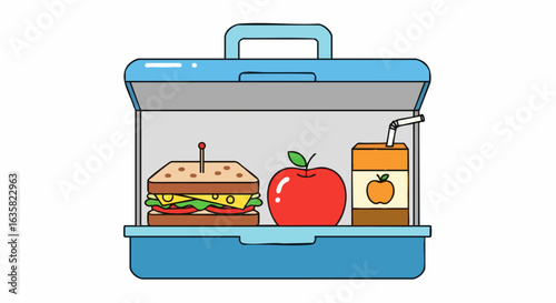 Colorful school lunchbox illustration