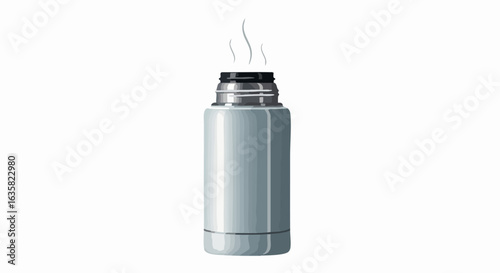 Thermos illustration isolated on white background with steam