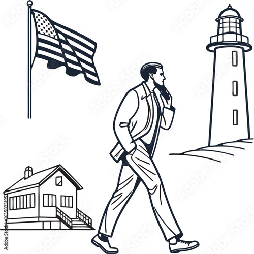 Smart man talking on road.eps