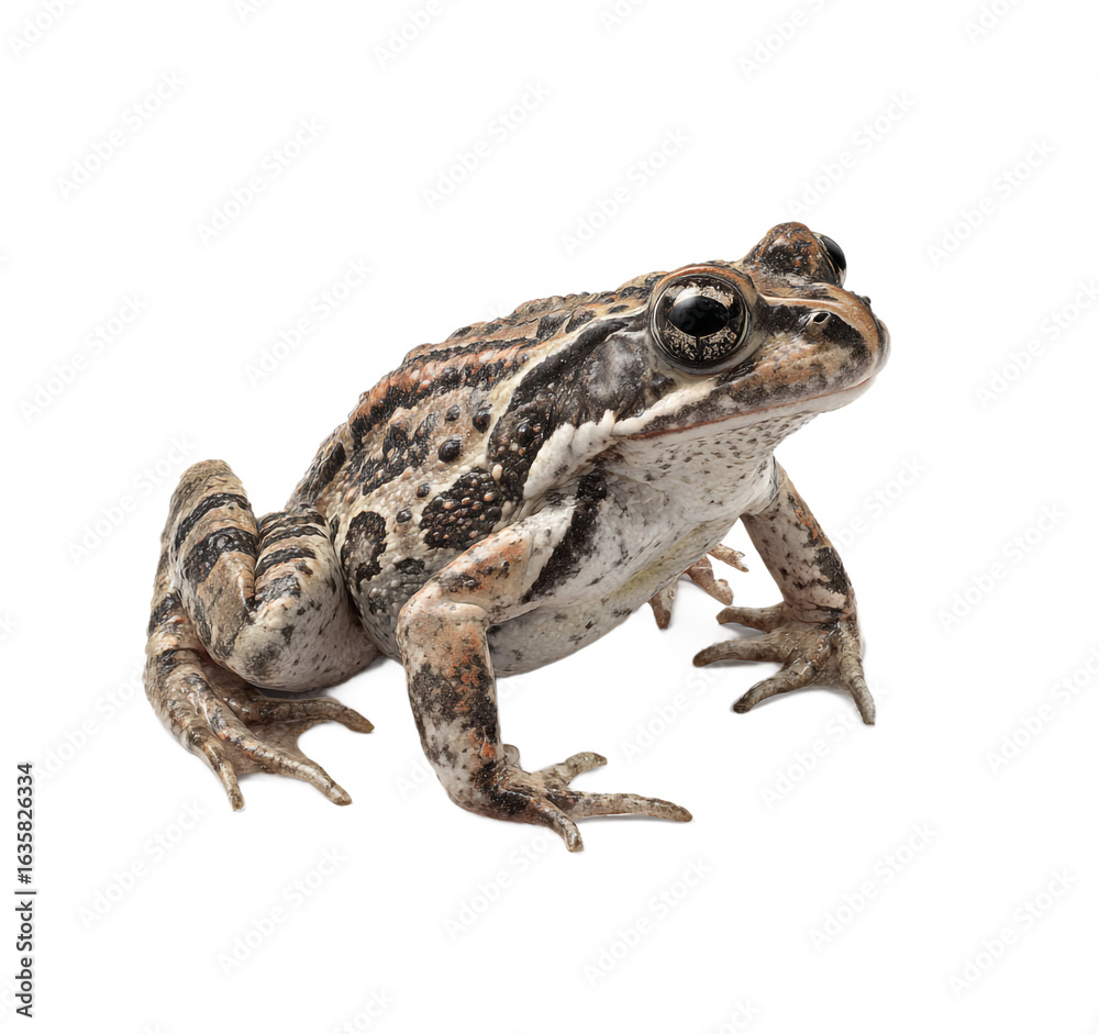 Fototapeta premium Closeup of a brown frog isolated on transparent background, studio shot