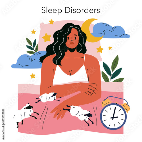 Woman With Sleep Disorders Struggling to Fall Asleep