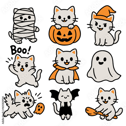 Set cute cats