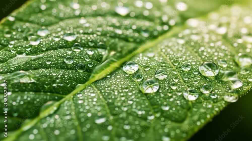 Dew Drops on a Leaf: A Macro View of Nature's Beauty in Motion Dew Drops on a Leaf: A Macro View of Nature's Beauty in Motion