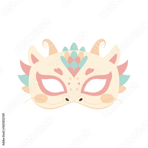 Cute pastel mask illustration with cartoon-style details — perfect for kids’ parties, costumes, and DIY crafts