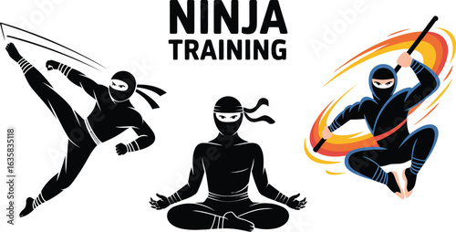 Dynamic ninjas practice martial arts and meditation for training