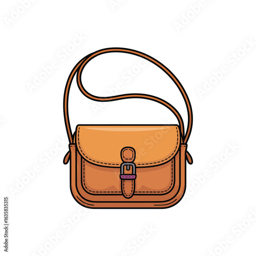 Classic brown leather crossbody bag with buckle detail