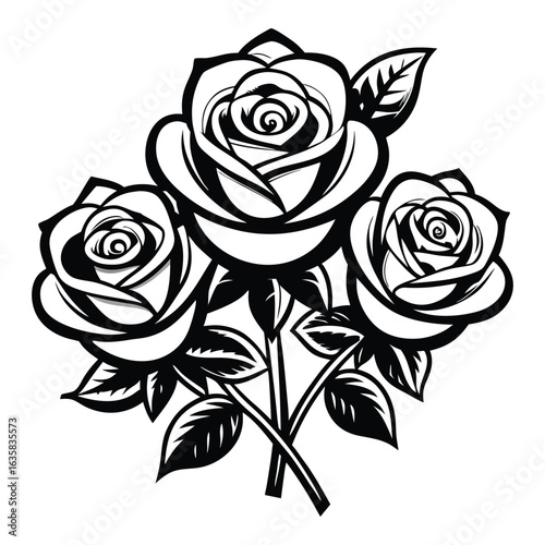 Wallpaper Mural Vector art of three elegant roses with leaves, isolated on white background Torontodigital.ca