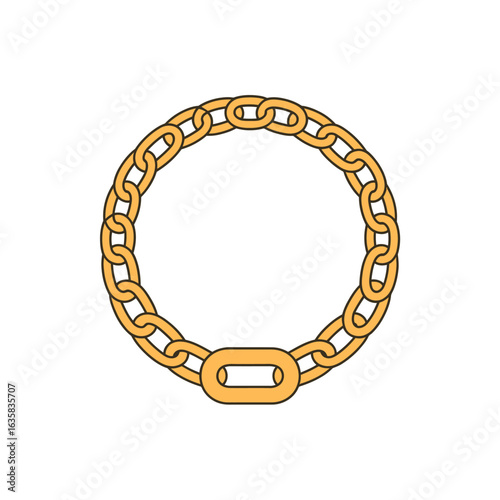 Circular gold chain necklace with oval clasp
