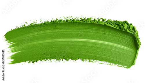 Artistic green matcha smear with textured edges