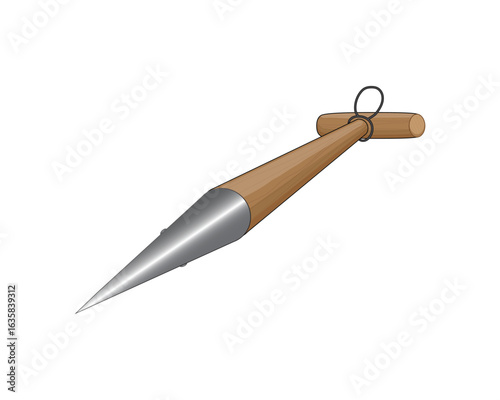vector design of a ball planting tool or dibbler made of wood This tool is used to make holes in the ground with uniform depth and size for planting tubers or seeds