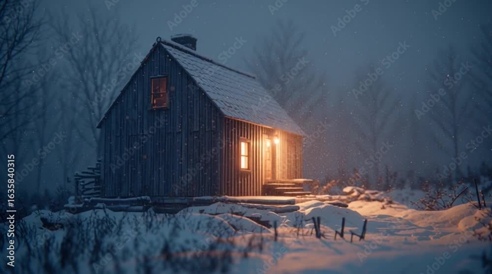 custom made wallpaper toronto digitalA lone wooden cabin in the middle of a blizzard