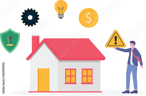 Flat illustration of woman managing IoT security internet of things protection

