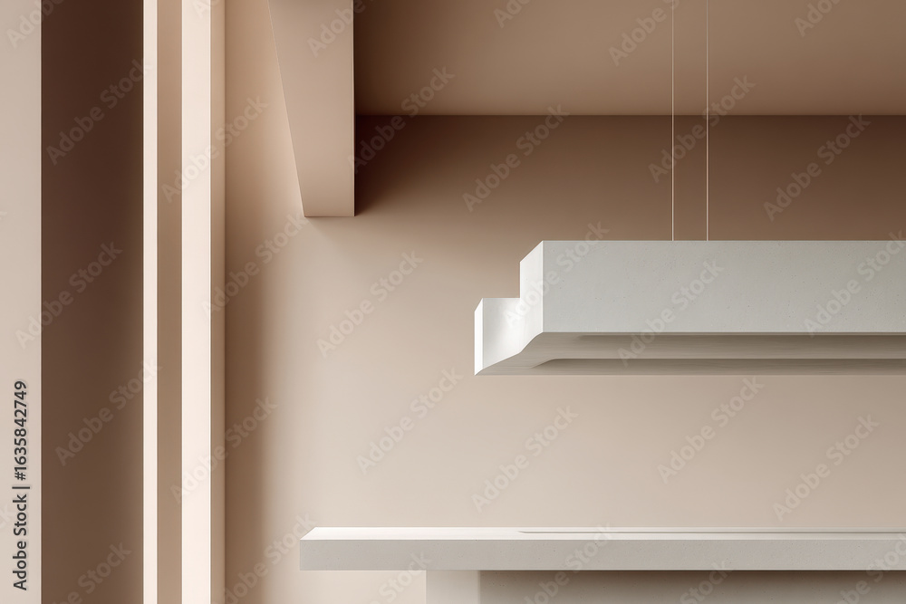 Fototapeta premium minimalist lamp elegantly positioned against soft beige wall creating modern interior atmosphere