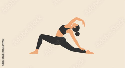 Woman in yoga pose on a plain backdrop is useful for wellness promotions